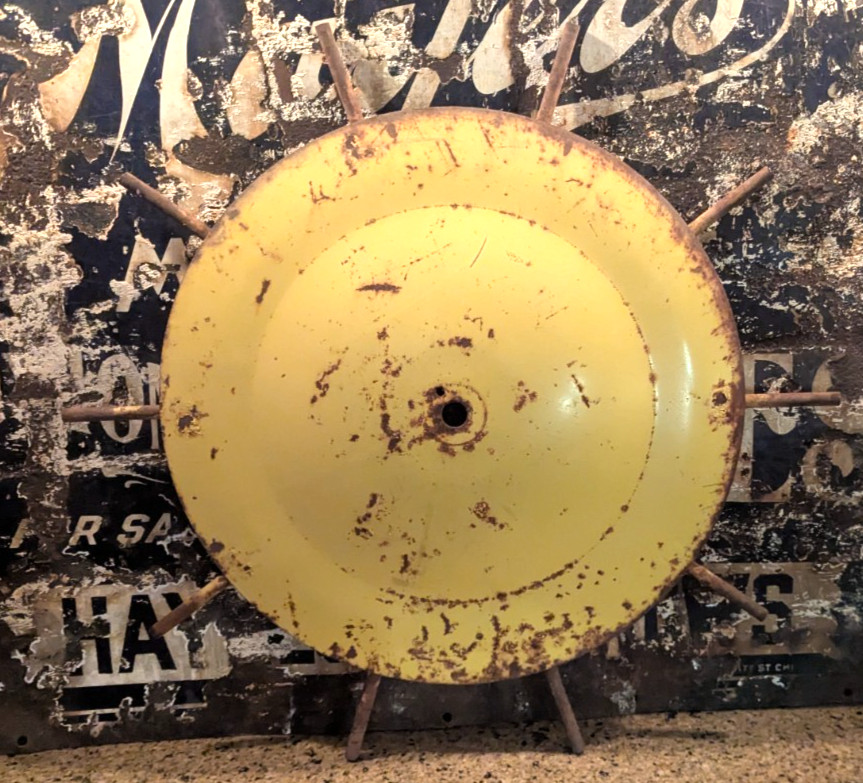 Vintage John Deere 21″ Cultivator Rotary Yellow Wheel Farm Garden Decor Yard Art