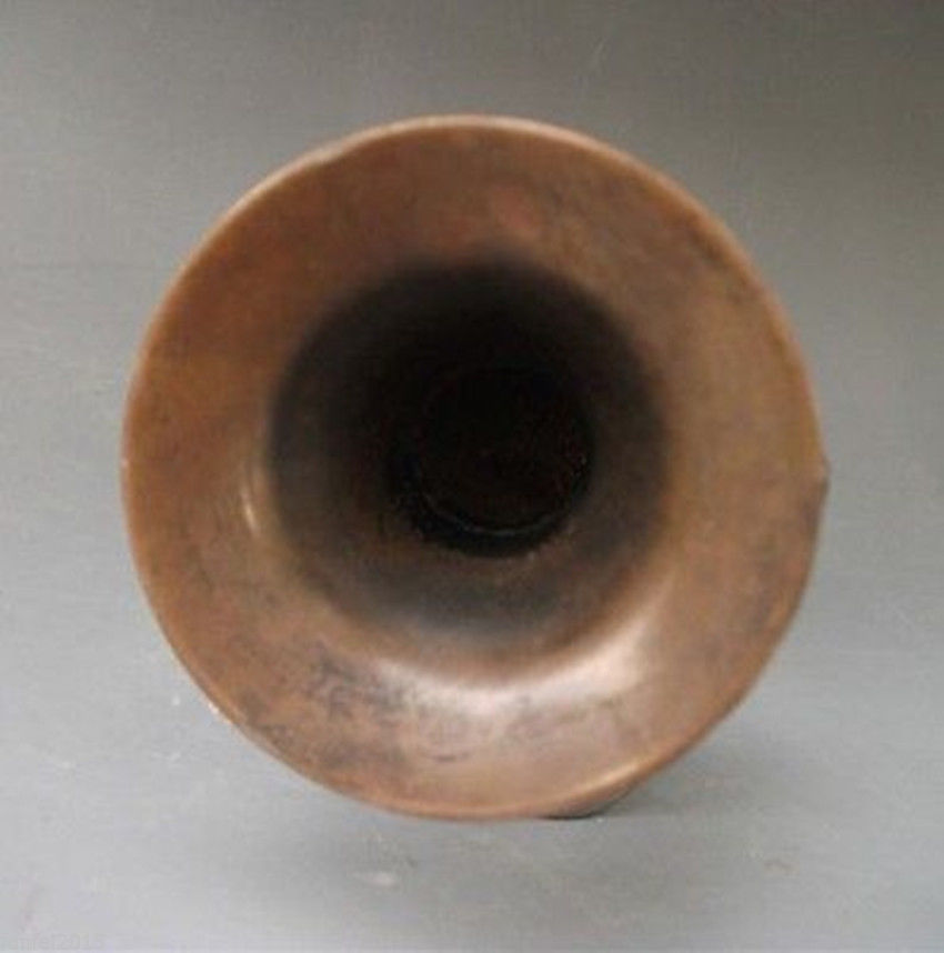 4.92″ CHINESE OLD BRONZE HANDWORK BIKE HORN ORNAMENTS COLLECTABLE USEFUL DECOR