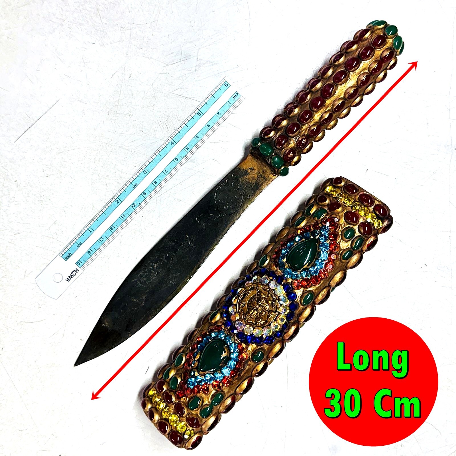 Meedmor Metal Leklai Naga Eye Jade Toh WatRakang Protection Thai Amulet #18212