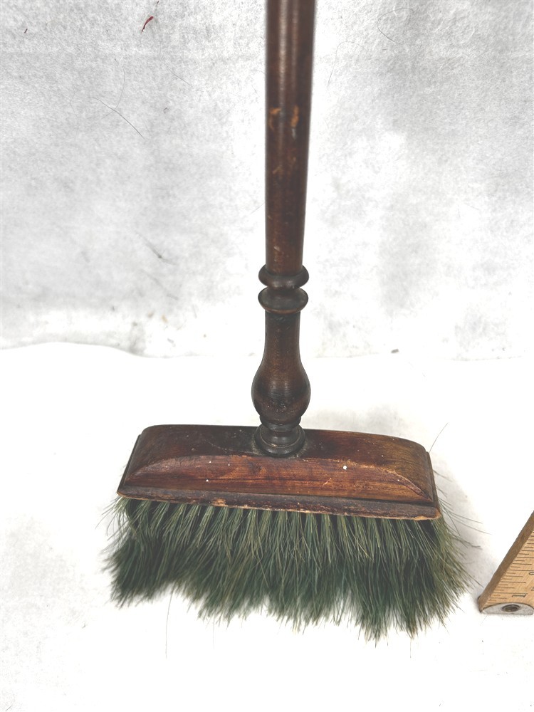 antique fireplace broom turned handle natural horse hair bristles original 1800