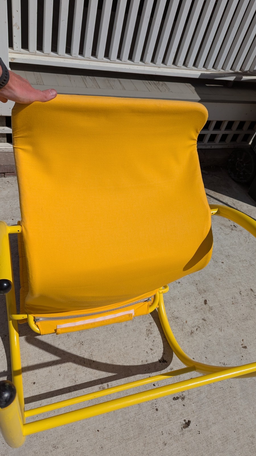 Vintage Post Modern Memphis Ellipse Rocker By Les Amisco Lemon Yellow Space Age
