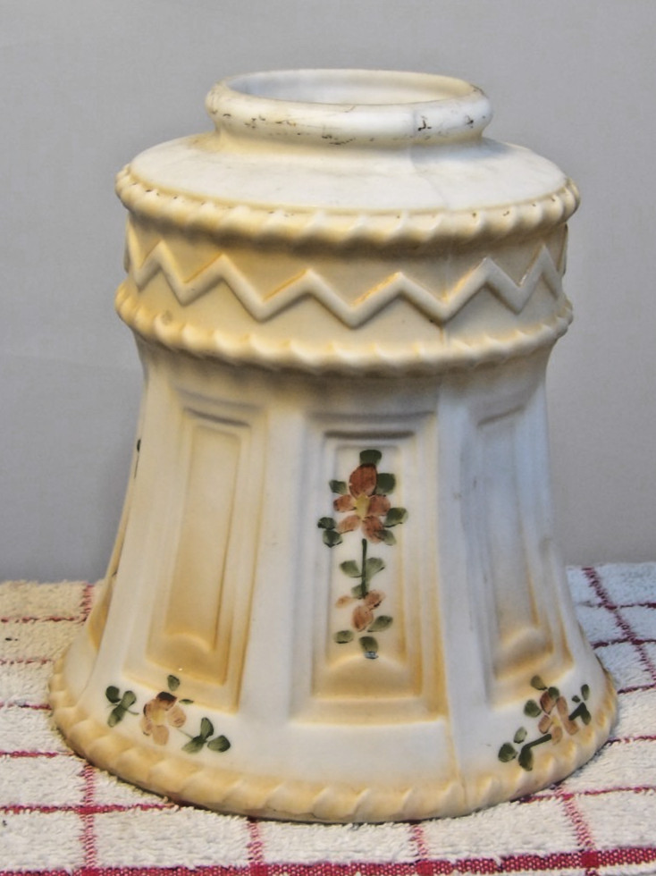 Vintage Light Shade Art Deco 1 3/4″ fitter Frosted Bisque floral 5″ tall