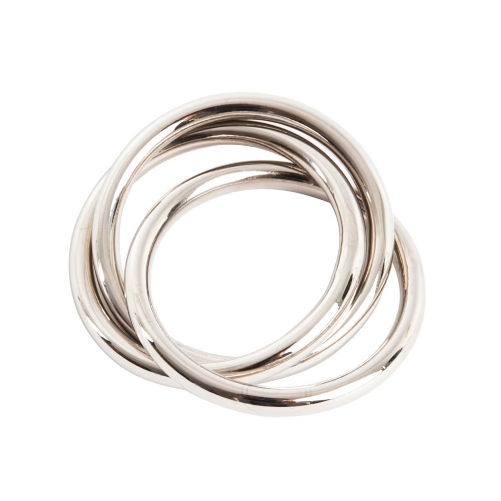 Saro Lifestyle Three Rings Design Napkin Rings (Set of 4) Silver