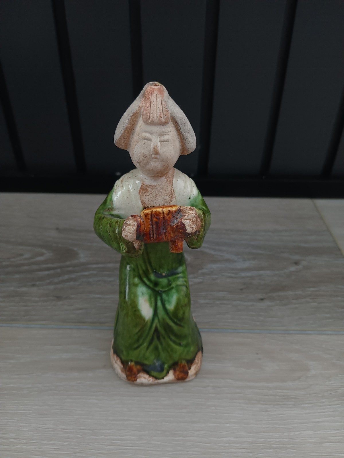 Antique Chinese Tang-Style Sancai Glazed Pottery Figure Woman 5.5” H c. 1900s