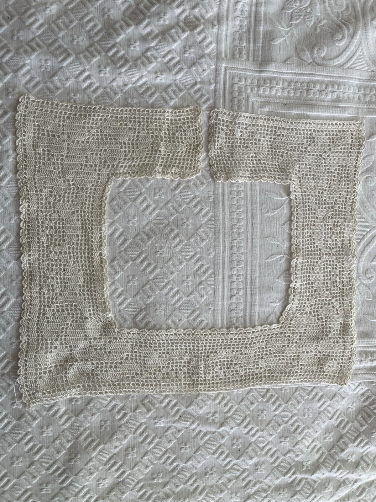 hand crocheted edging antique Wh NU sewing crafting pristine repurpose 11×13