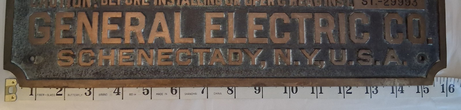 Curtis Steam Turbine General Electric Co Heavy Brass Plaque/Sign – Vintage Rare