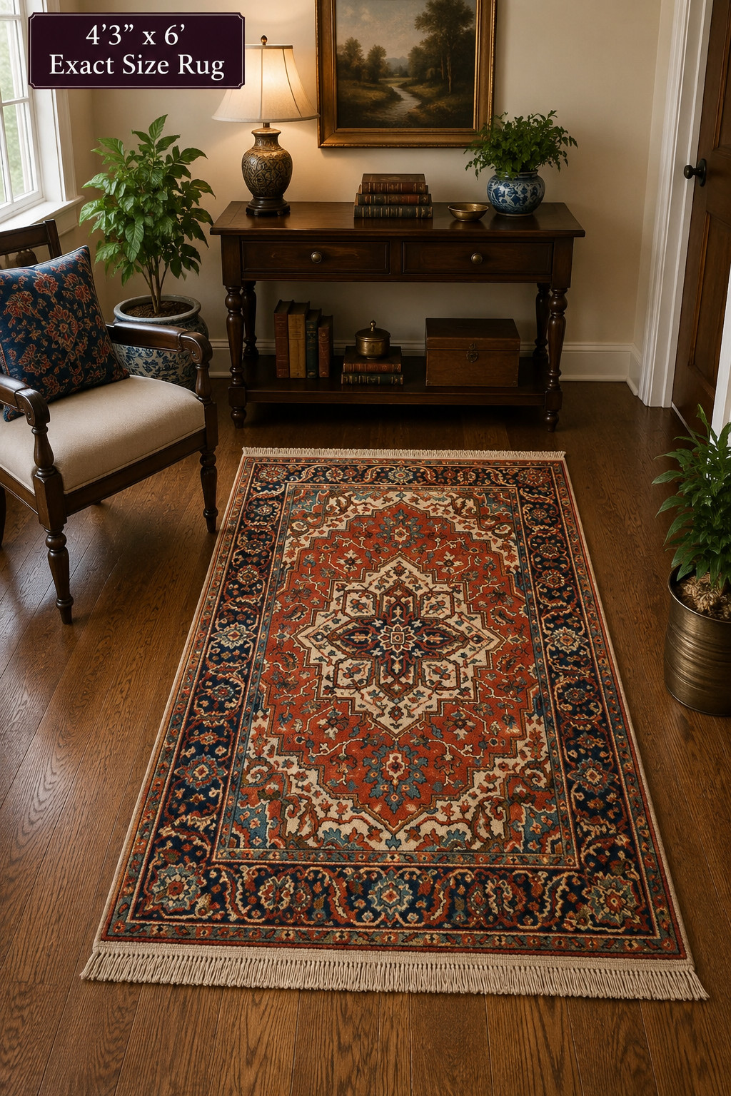 MINT AUTHENTIC AMERICAN KARASTAN ANTIQUE SERAPI PATTERN#744 RUG CARPET 4’3″ X 6′