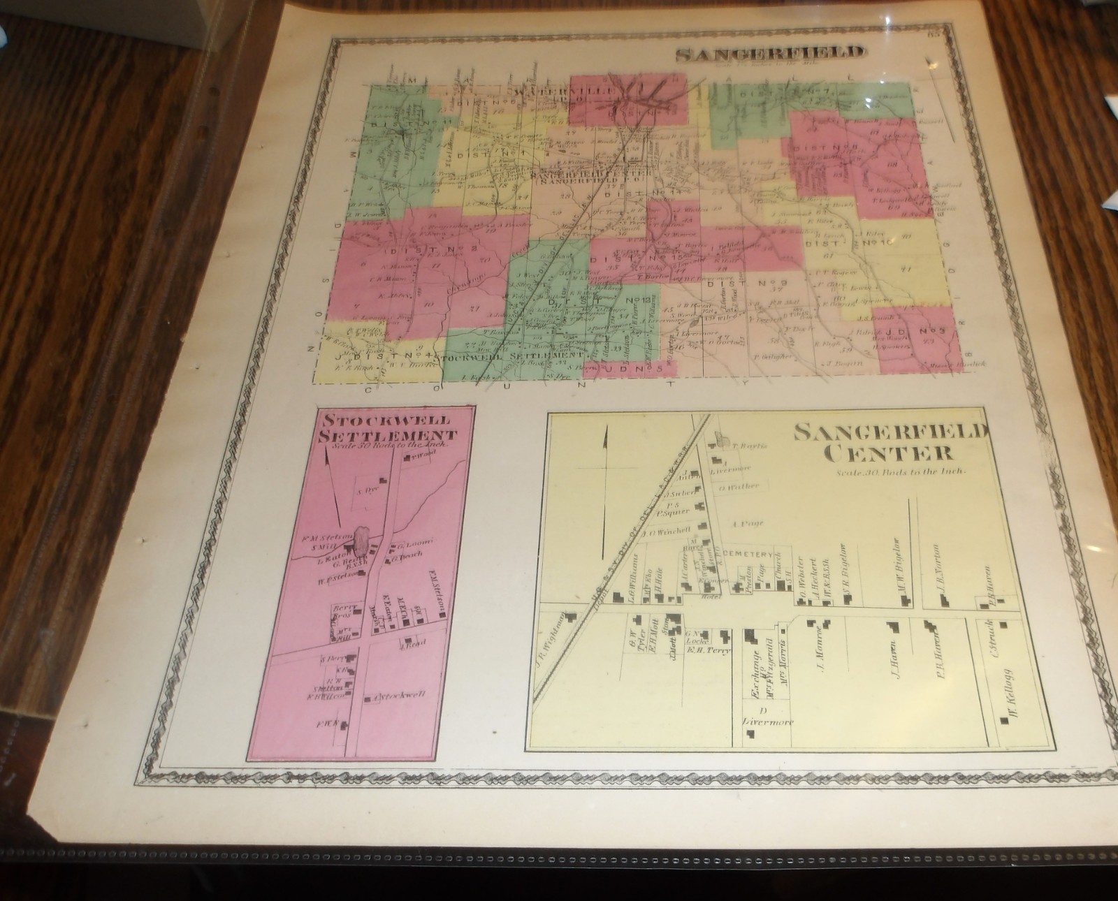 1874 ORIGINAL SANGERFIELD TOWN AND HAMLET NY ONEIDA CO NY WITH MANY RESIDENTS