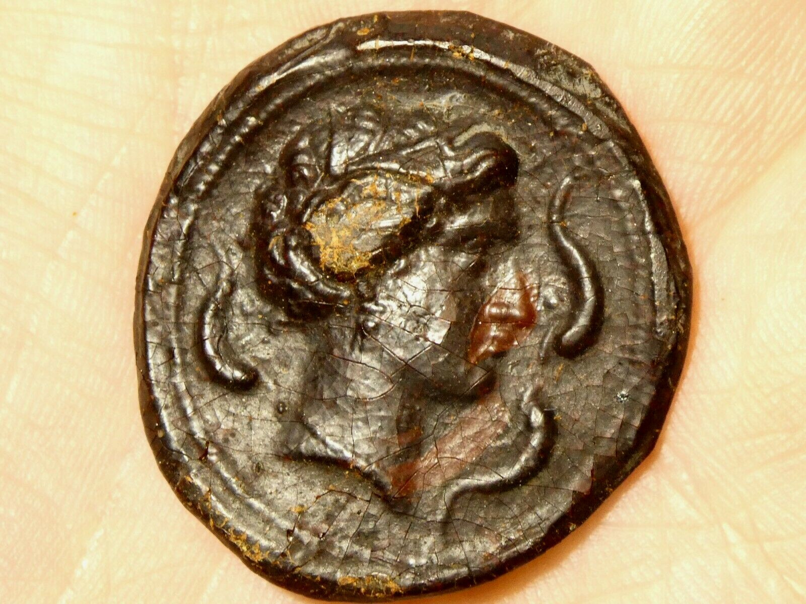 Antique Classic Woman’s Head ROMAN or GREEK Coin Resin Impression #MS23