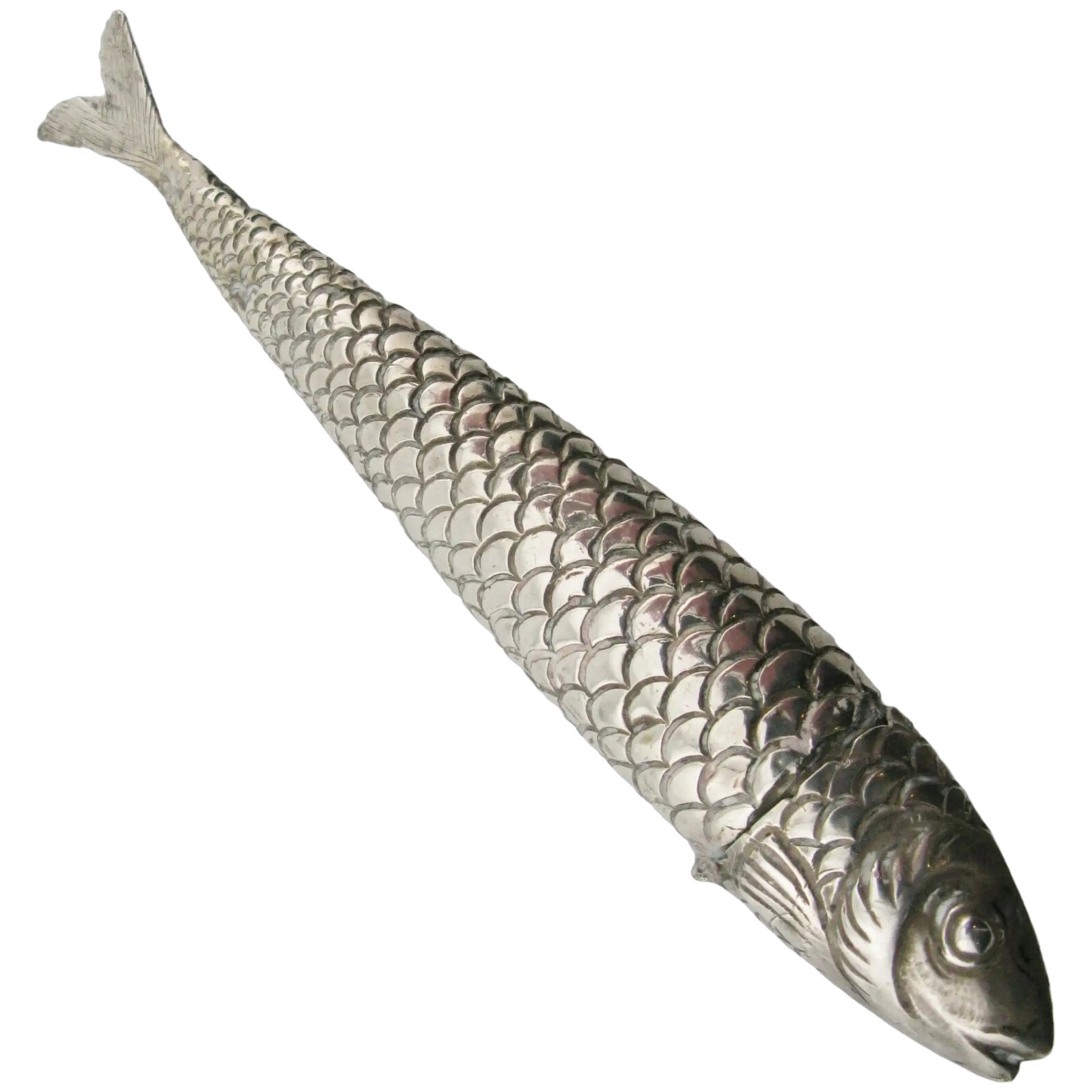 19th century continental silver fish scent bottle flask