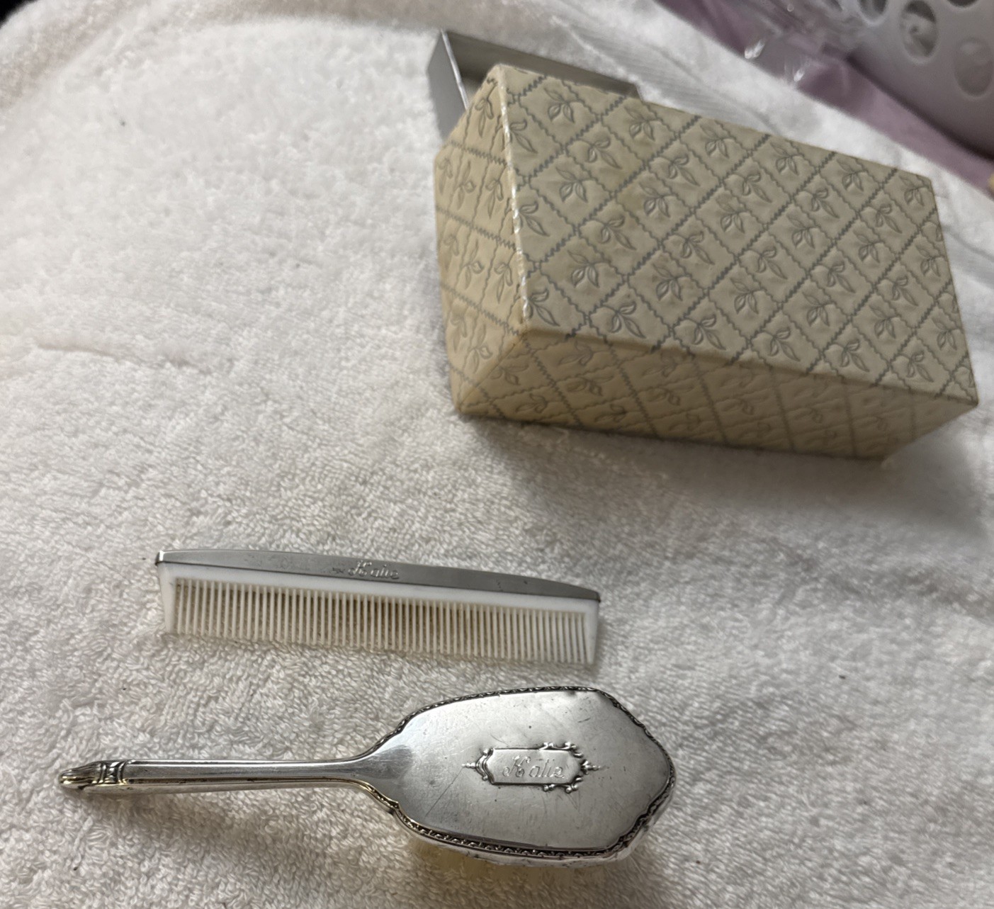 Webster Sterling Silver Comb/Brush Set For Baby Or Toddler Vanity set. KATIE