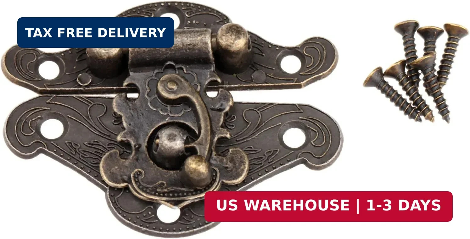 dophee Vintage Box Latch Hasp Pad Chest Lock Plate for Furniture Wooden Box Jewe