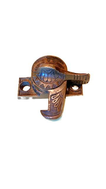 Antique Victorian cast BRASS window sash latch, eagle claw w/cam keeper lock