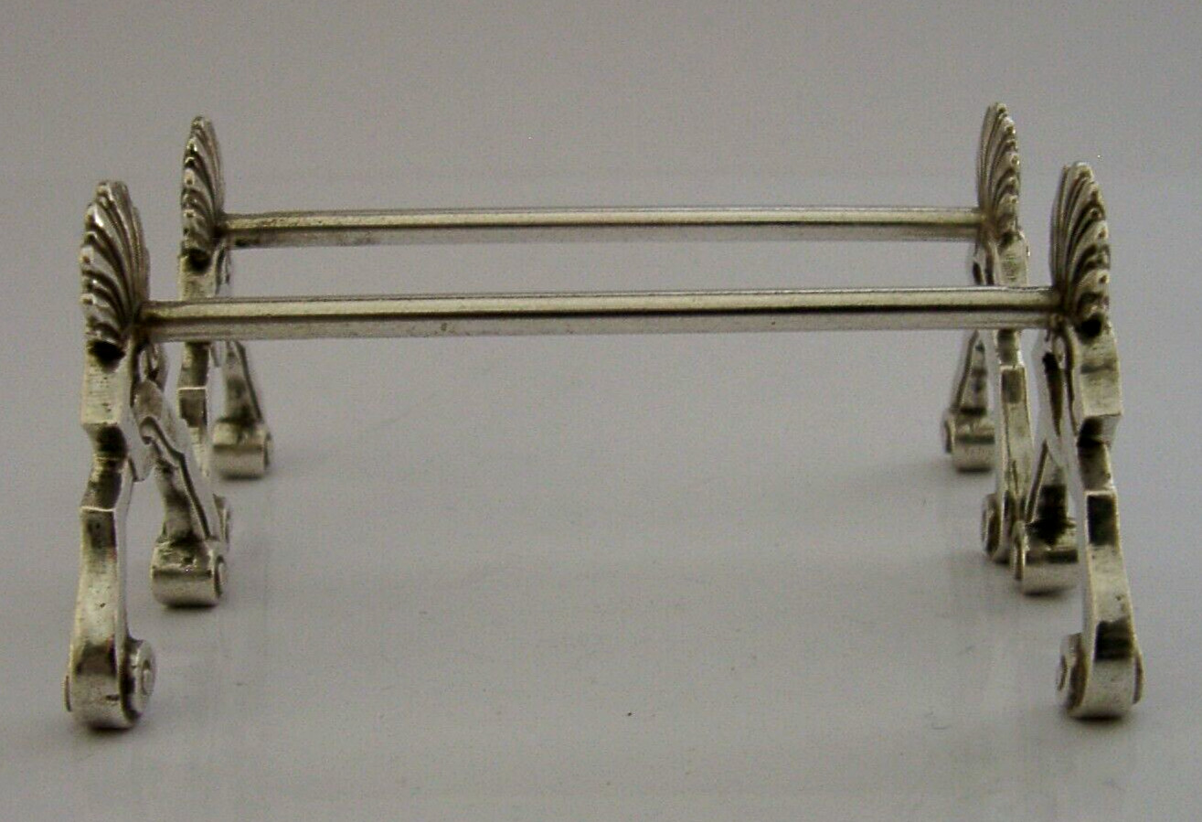 HEAVY 70g BELGIAN 800 CAST SOLID SILVER CUTLERY RESTS c1920 ANTIQUE ART DECO