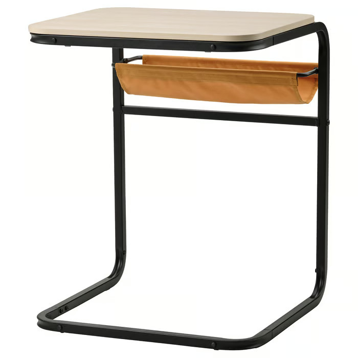 Side table, anthracite/birch effect dark yellow, 20 7/8×19 5/8 “