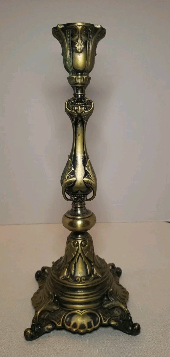 Antique NORBLIN & Co Silver Plated Brass Candlestick GALW WARSZAWA C. 1893-1896