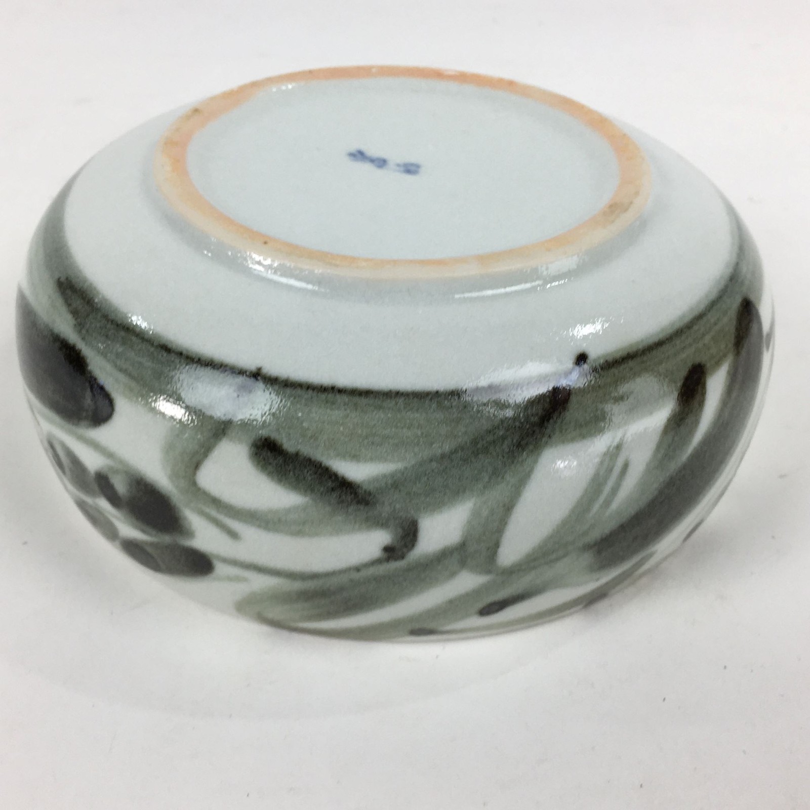 Japanese Porcelain Snack Bowl Kashiki Pottery Round Black Brush Design PP772