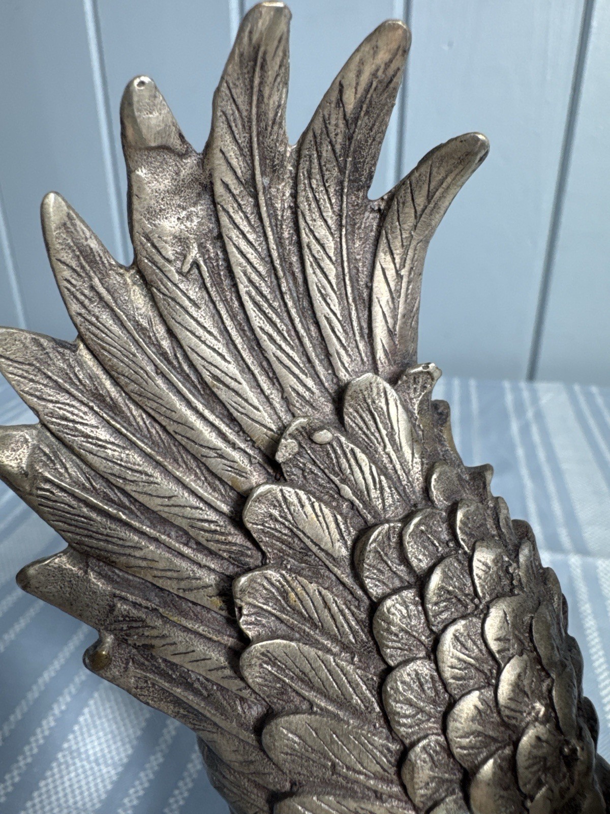 Antique Chinese Eagle Sculpture Silver Pl. Heavy Bronze Marked c1800-1911 RARE ￼