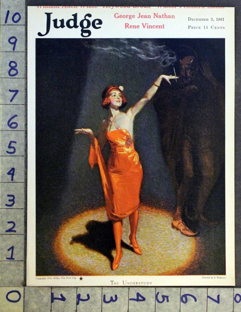 1921 S. WERNER THEATRE ACTRESS UNDERSTUDY DEVIL STAGE JUDGE ART COVER FC2311