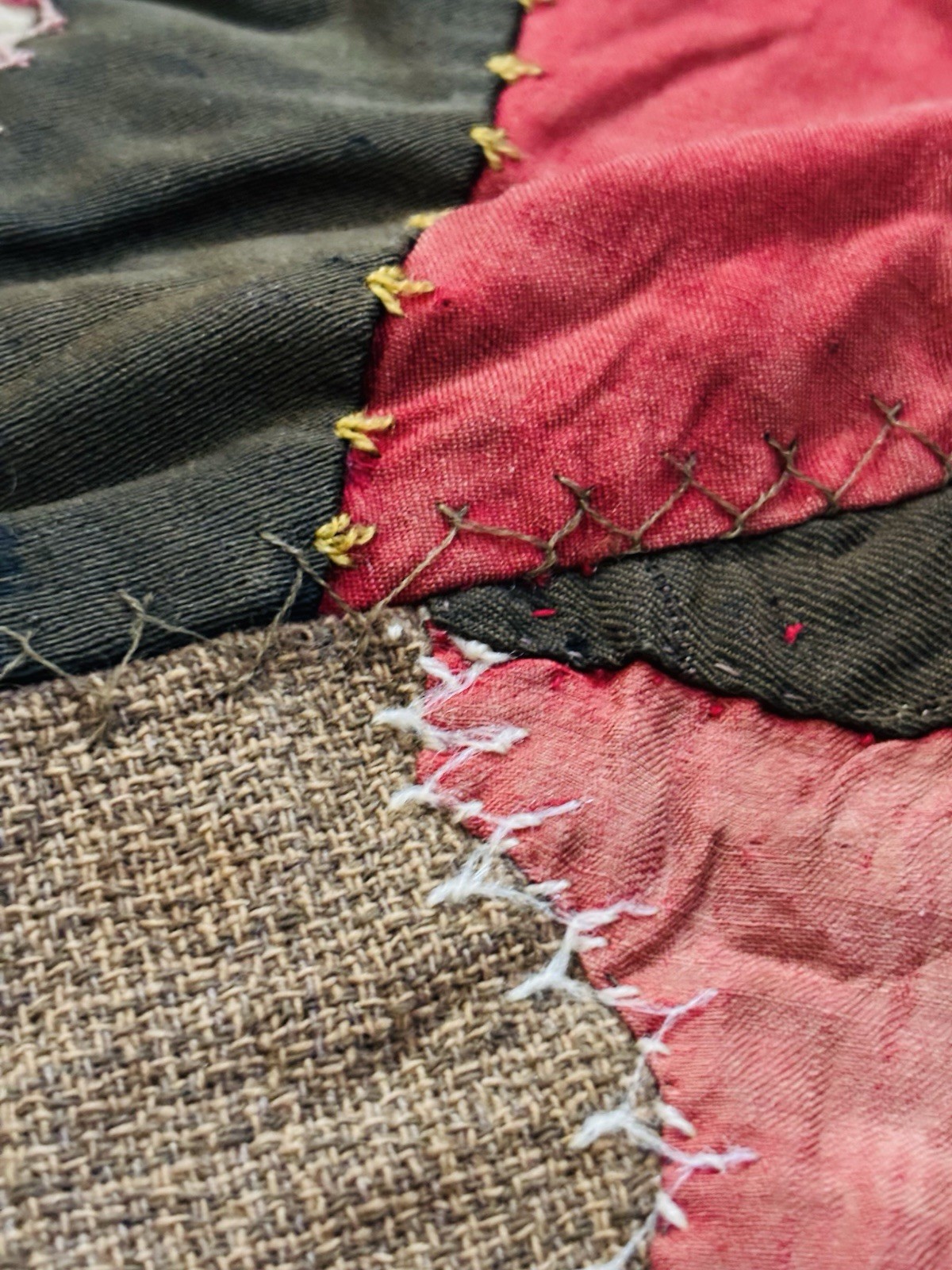 🌟1894 Antique Victorian Botanical Embroidered CRAZY QUILT Signed SARA A+ Skill