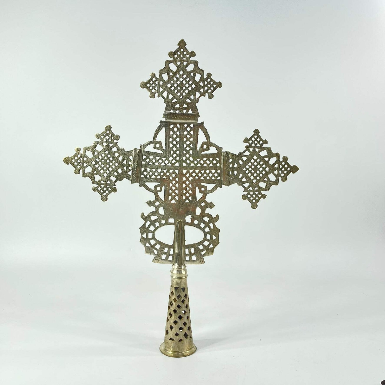 Silver Colored Coptic Processional Cross Ethiopia