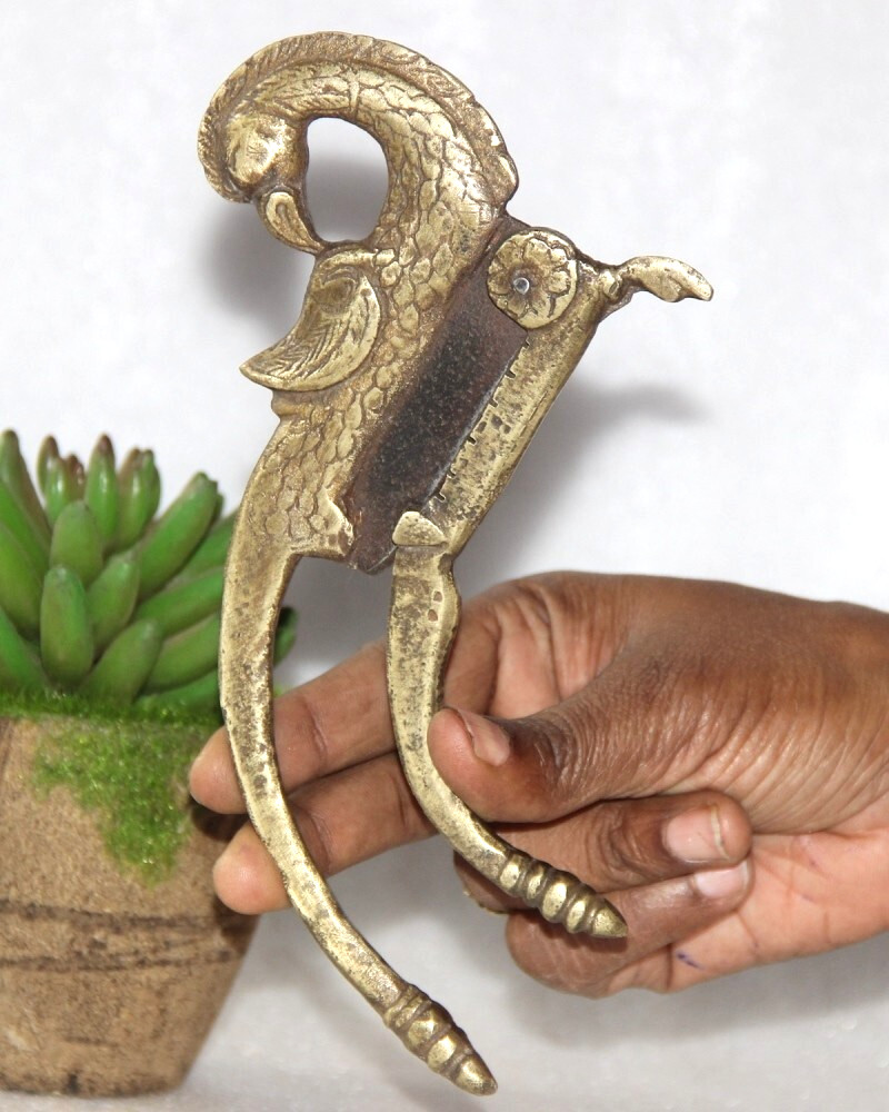 Vintage Brass Engraved Betel Nut Cutter / Sarota Original Old Hand Carved