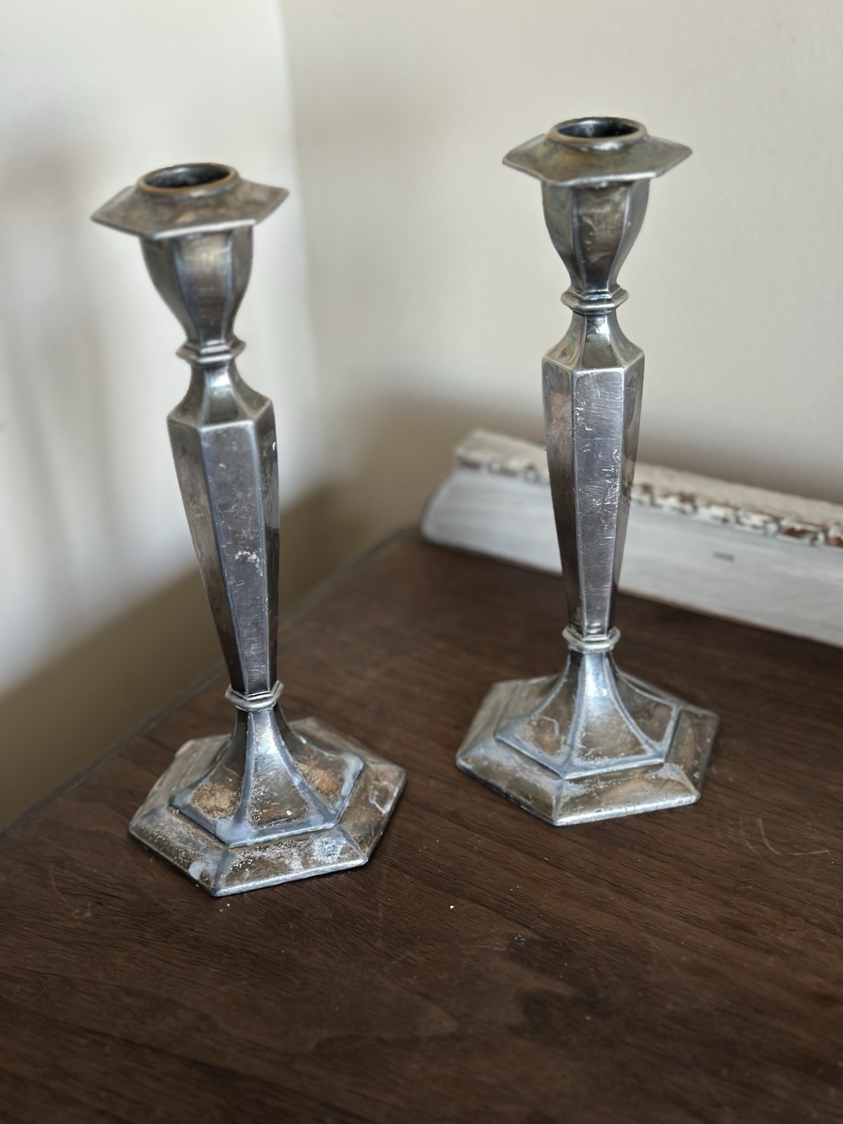 WB MFG CO Silver Plate Candlesticks Candle Holders Art Deco Vintage