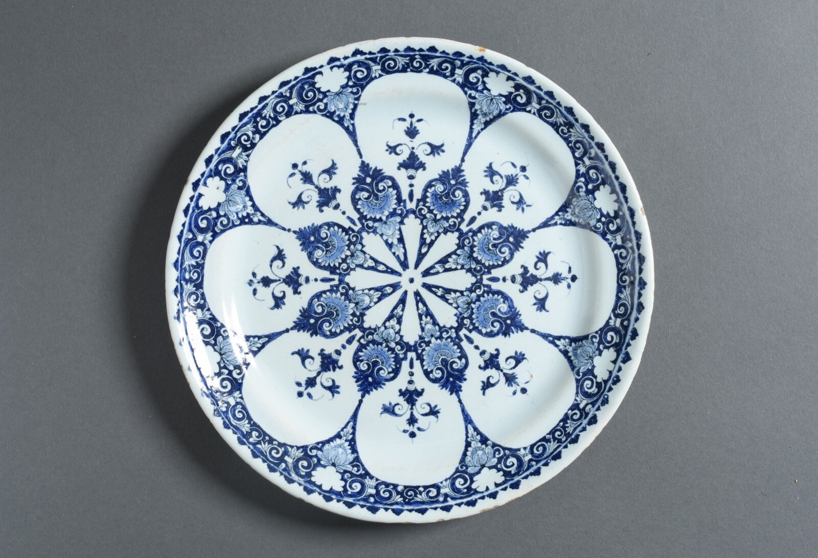 Ca 1700 French Rouen Faience Blue and White pottery Plate P. Metais Ex Sotheby’s