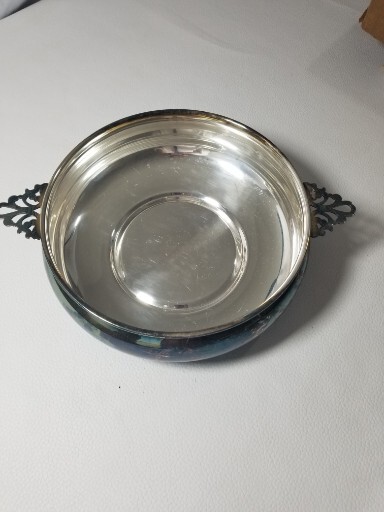 REED & BARTON 2 Quart Covered Serving Pyrex Casserole Dish 12″ Silver Plated Vtg