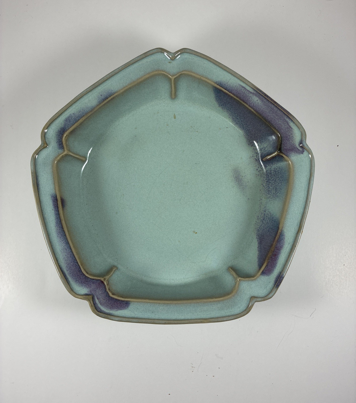 Song Dynasty Jun Kiln Cyan Glaze Ceramic Pot Six Ridge Brush Washer