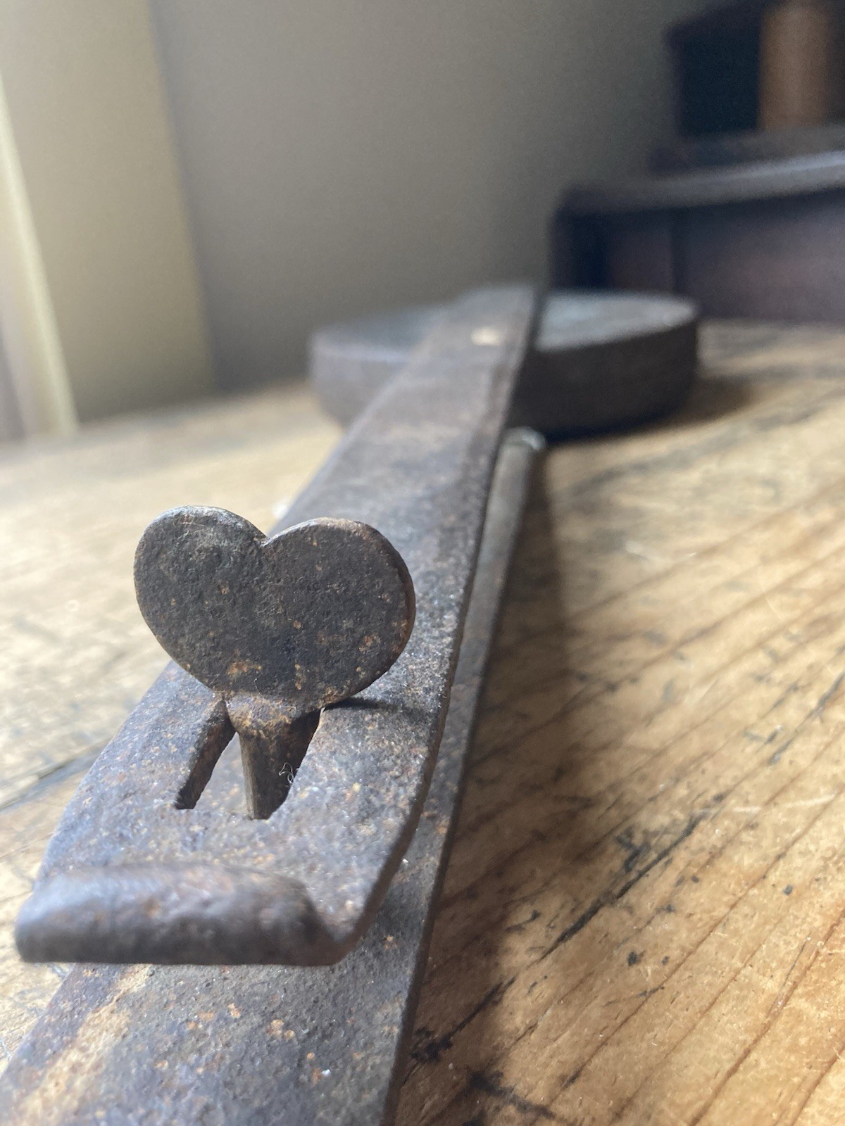 HEART! Antique 18TH C Wrought Iron Wafer Iron Fireplace Hearth