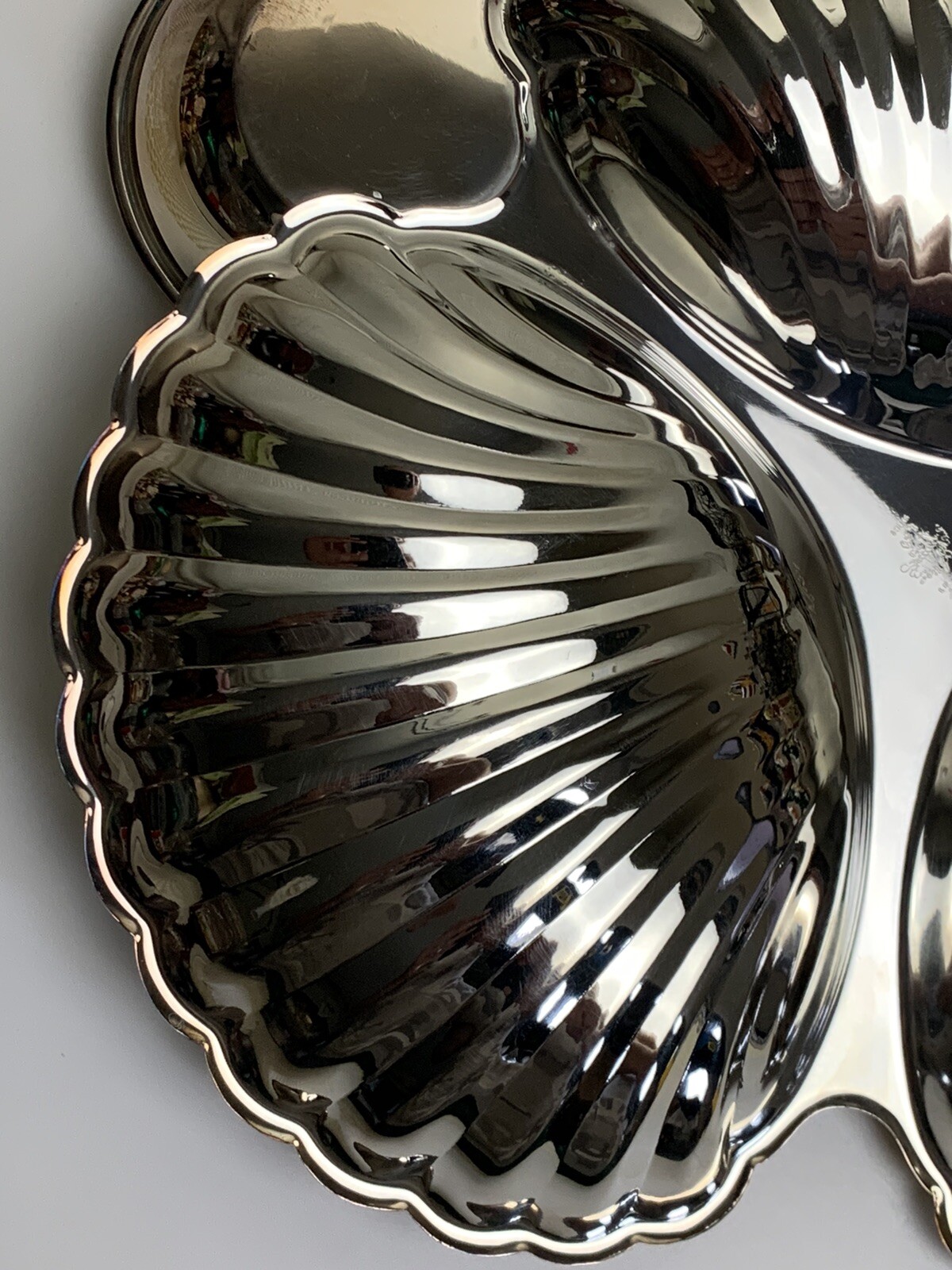 Vtg Seashell Silver Serving Tray Dip Cup Birks Regency Plate Shell Fish Formal