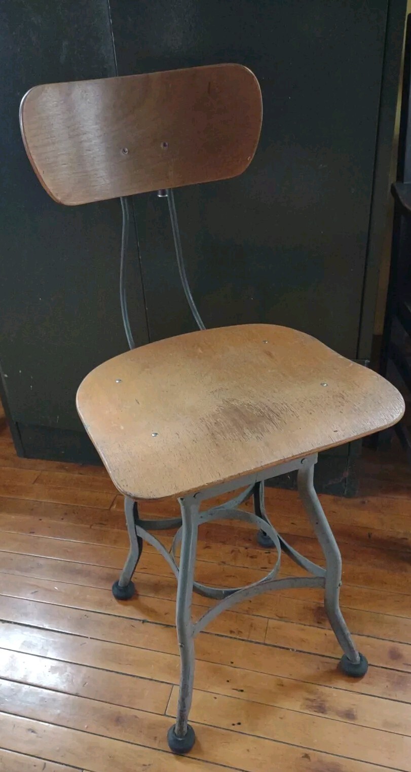 TOLEDO Drafting Chair Metal Industrial Architect No Swivel Adjustable 37x18x16″