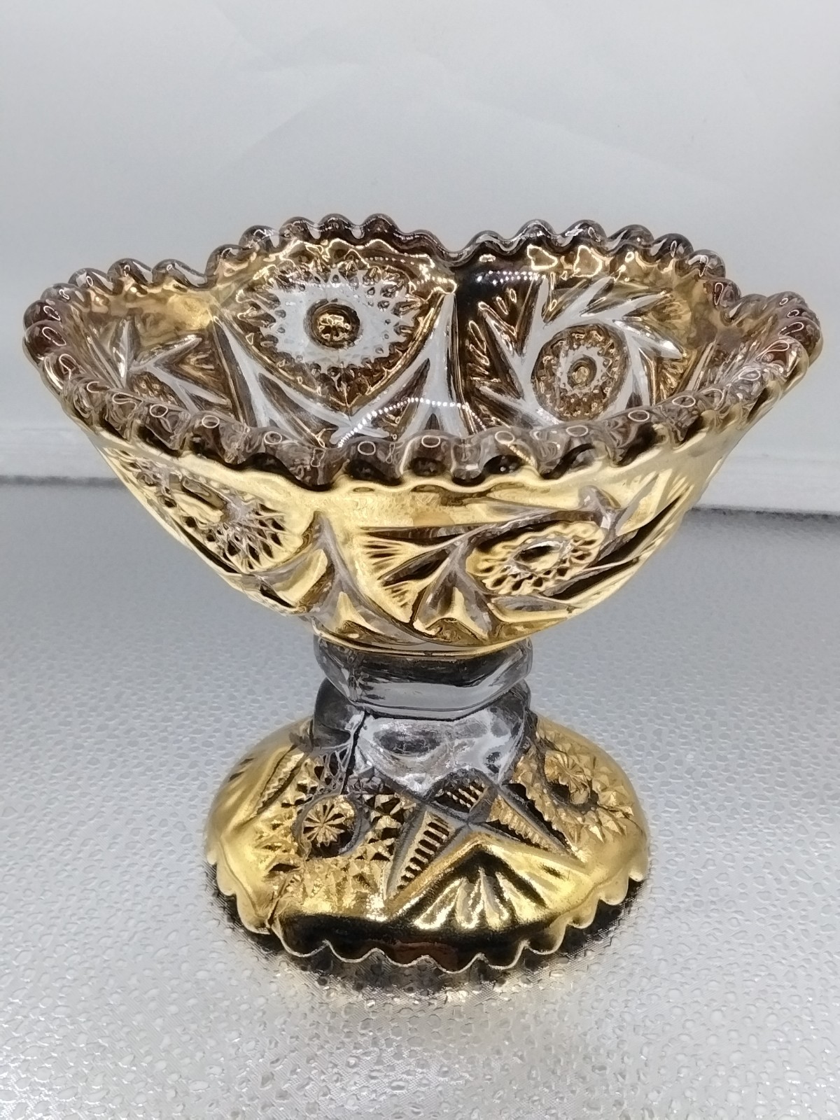 MINT Antique Imperial Footed Gold Candy Dish Made Around 1915 “Whirling Star”