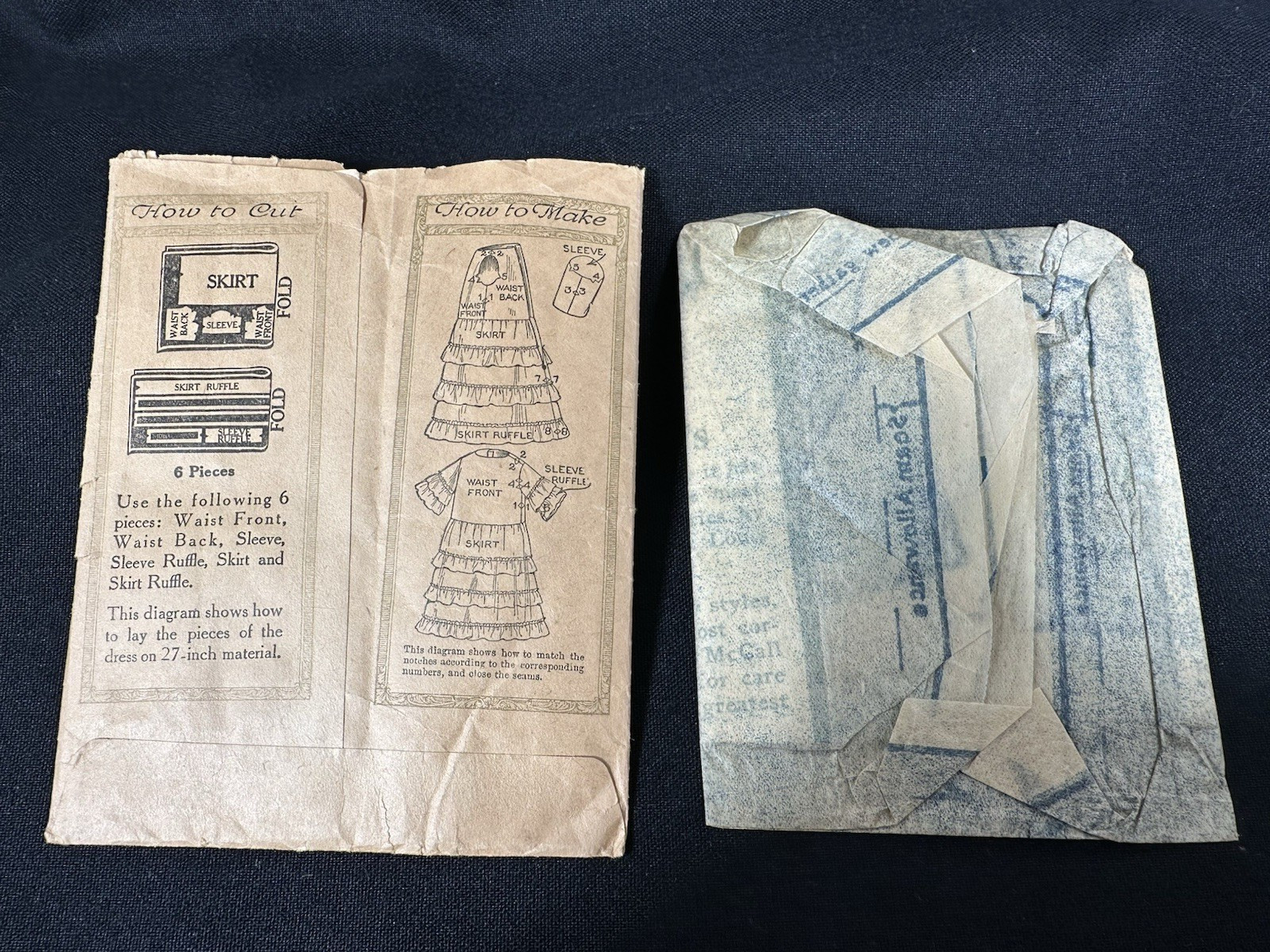 Circa 1920’s McCall MIniature Sewing Pattern ORIGINAL 16 Inch Doll Dress UNCUT
