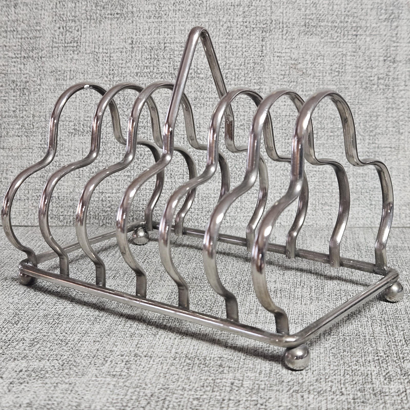 Vintage Silver Plated Six Slot English Toast Rack Napkin Holder Letter Holder