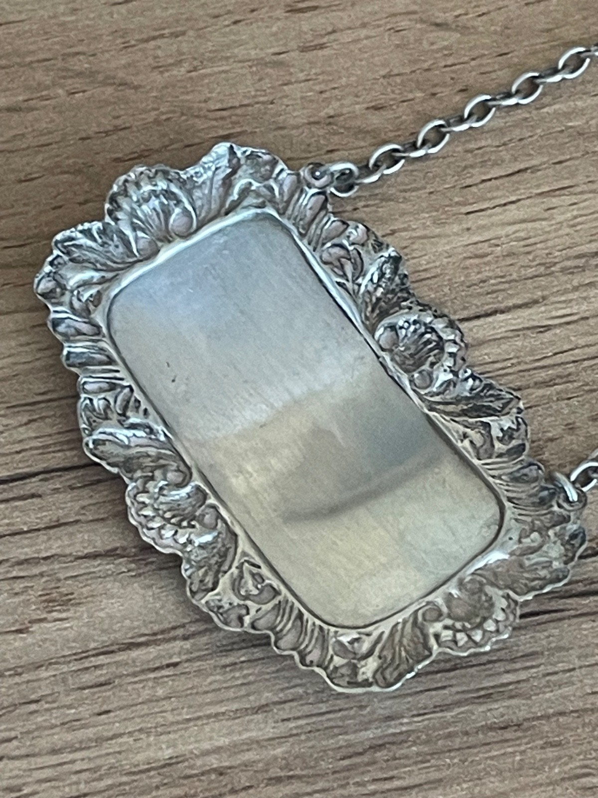 Brandy label solid silver decanter bottle label Sheffield 1976
