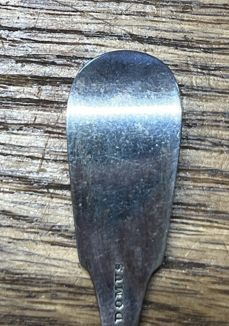 American Coin Silver Salt Spoon L Ladomus Phila 1843-1850 Monogram