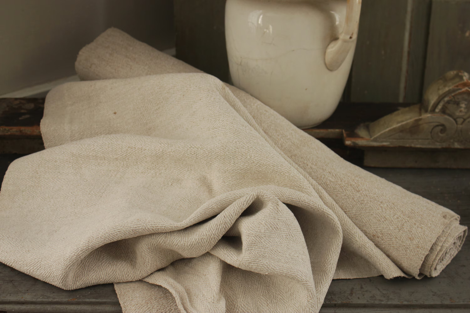 Linen fabric Antique complex weave bolt homespun linen hemp roll material for u