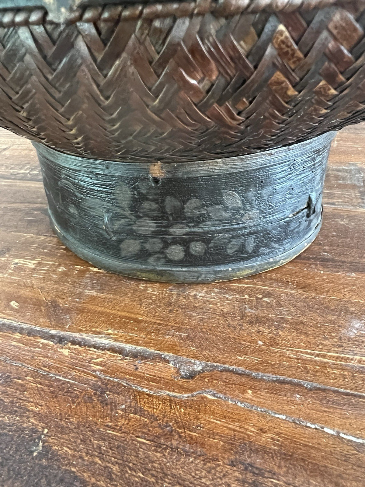 Antique Chinese Wedding Ceremonial Bamboo Woven Hat Box – Circa 1870
