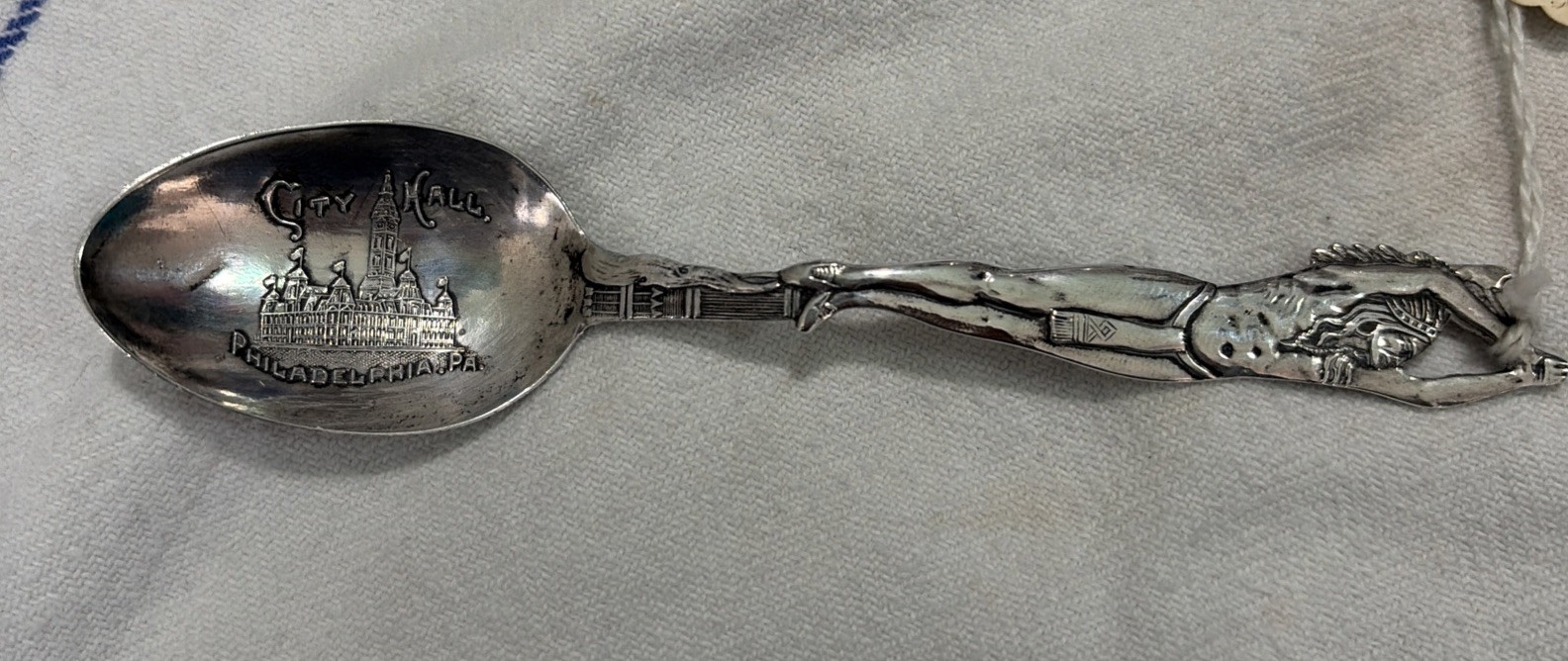 Vintage Sterling Silver Souvenir spoon Native American Full Figure Indian