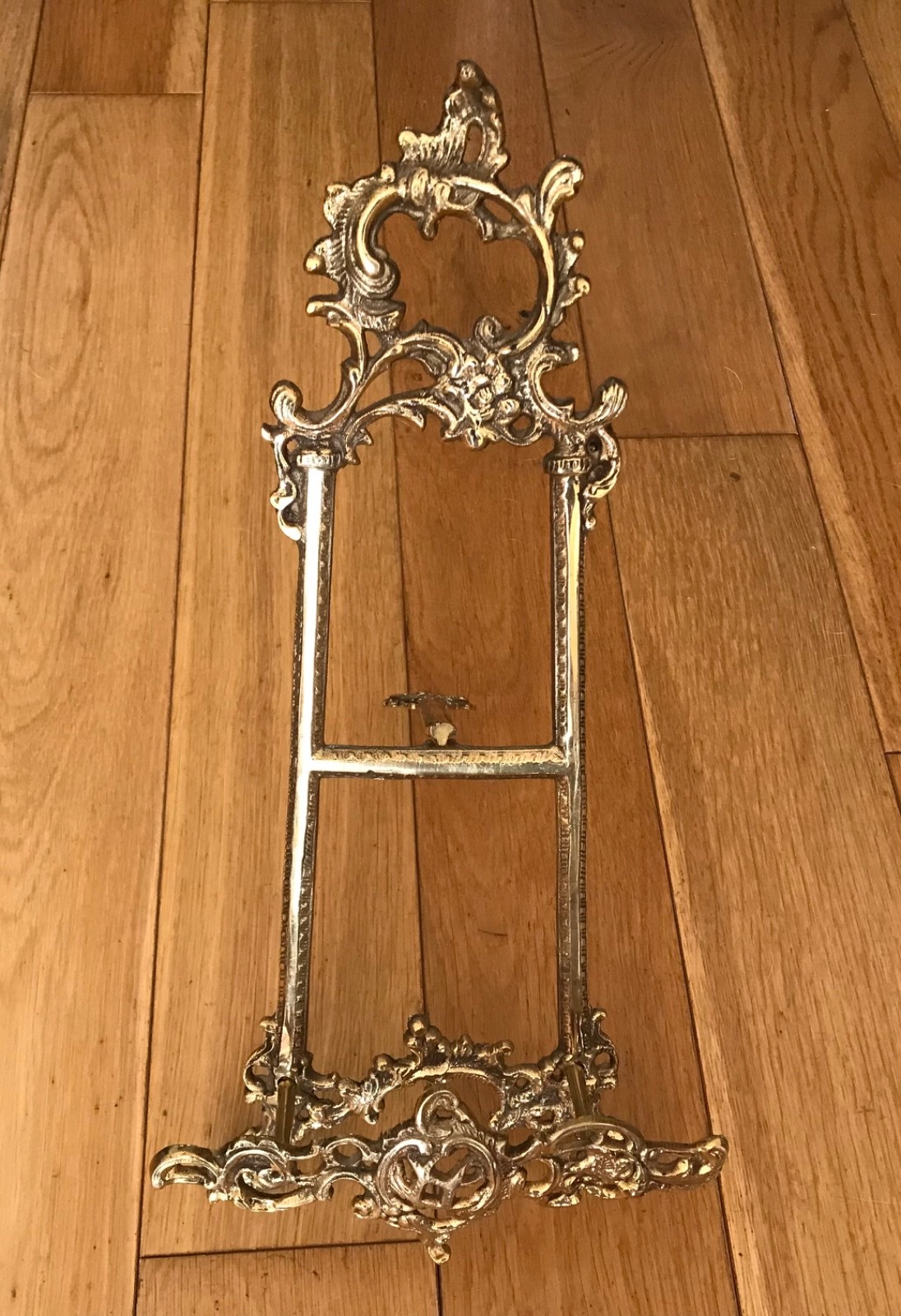 Antique Rococo Style Solid Brass Easel 40cm x 19cm x 6.5cm (Above Cages)