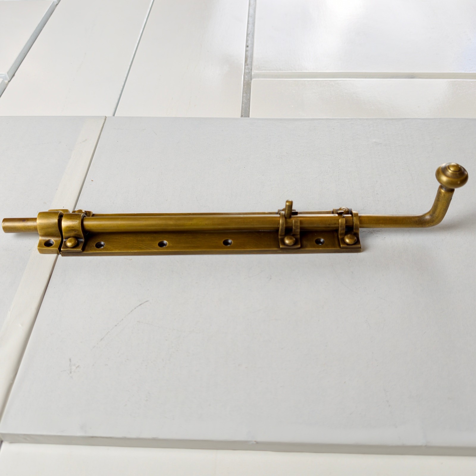 Large Solid Brass Slide Bolt — 13″ (33 cm) Heavy Old-Style Slide Bolt