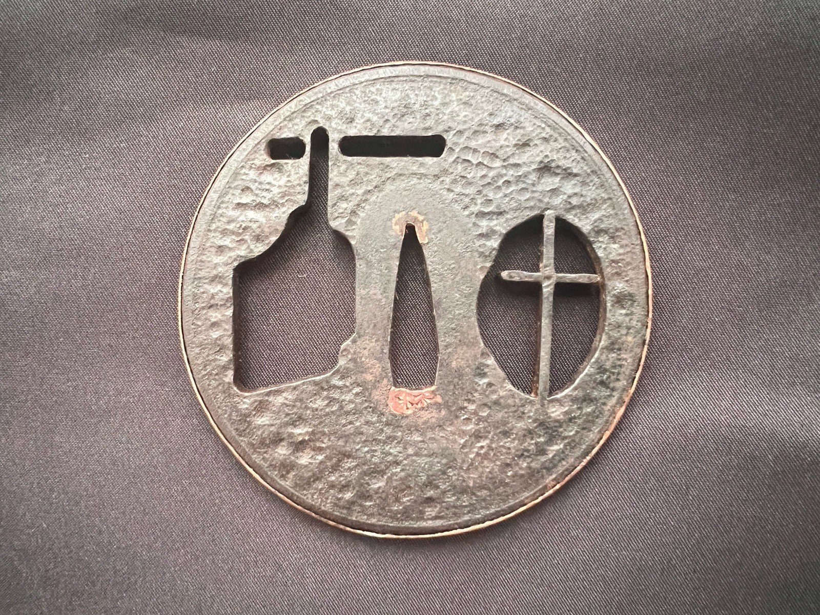 Rare Edo Period Japanese Tsuba with Cross Motif – Hidden Christian