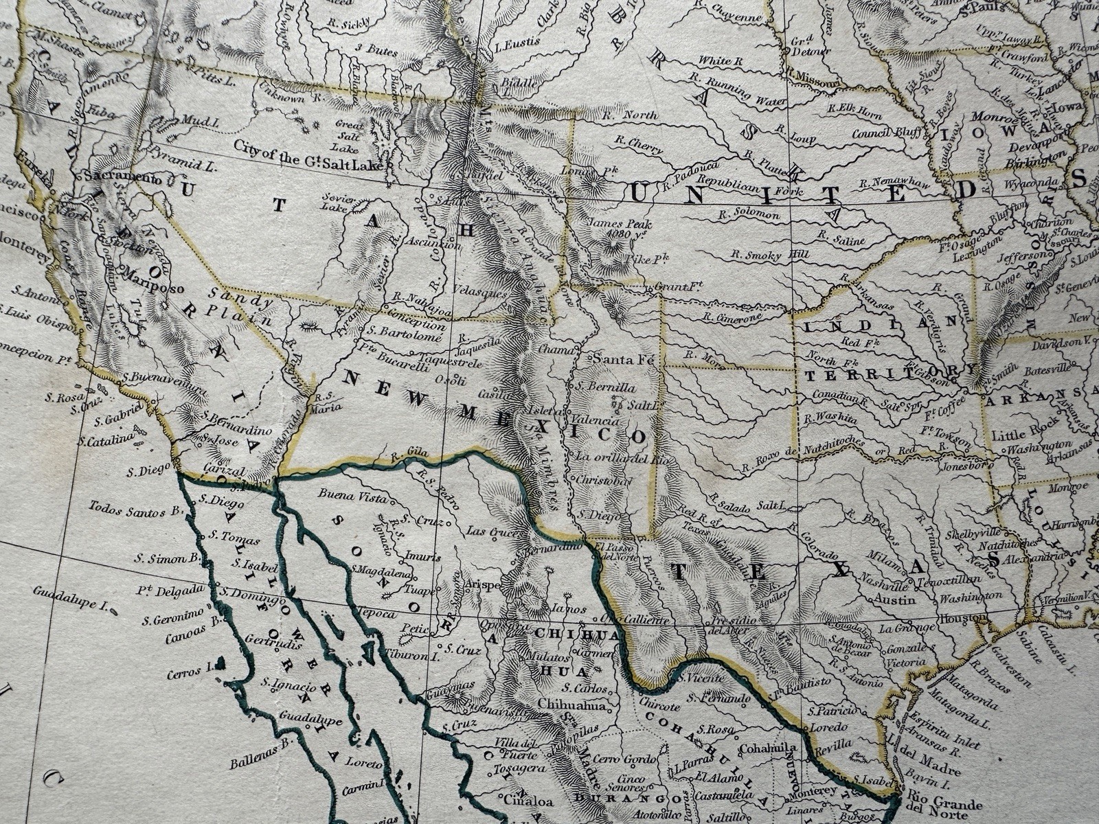 United States territorial west Texas 1853 Cox & Walker SDUK engraved hc map