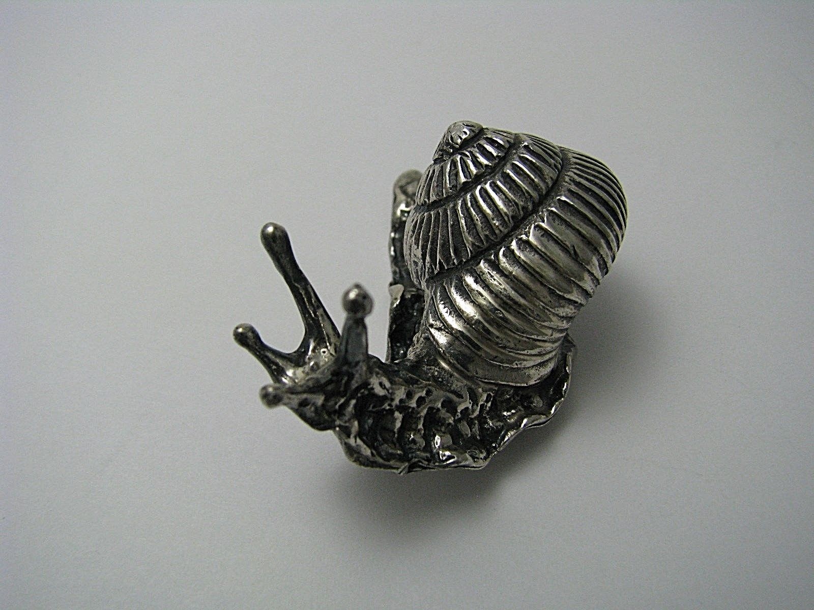 STERLING SILVER SNAIL STERLING SILVER MINIATURE FIGURINE by BAZ Italy 1980s Rare