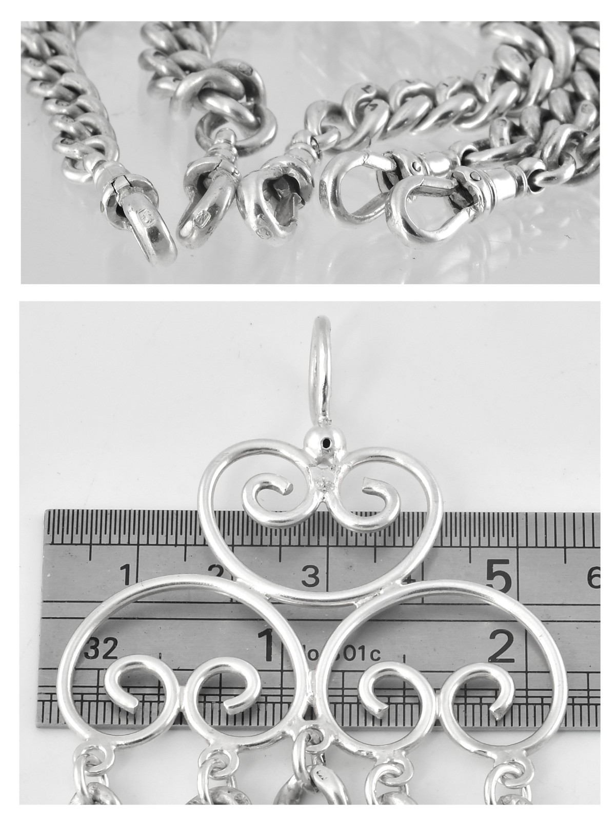 Victorian English Sterling Silver Chatelaine – 45.5 Grams – 1899