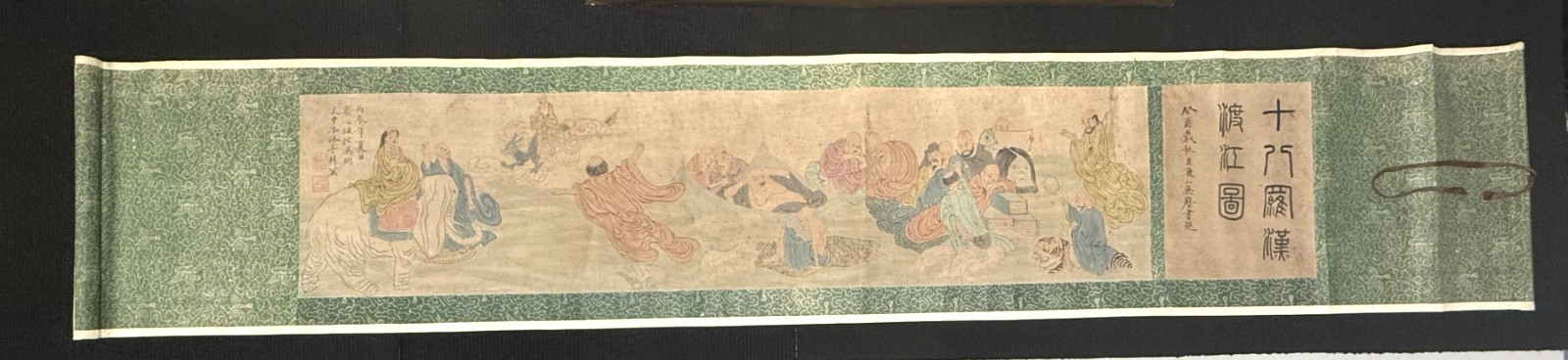 Antique Chinese Scroll 7 Feet x 16 Inches Hand Painted Silk & Paper See Pics!!