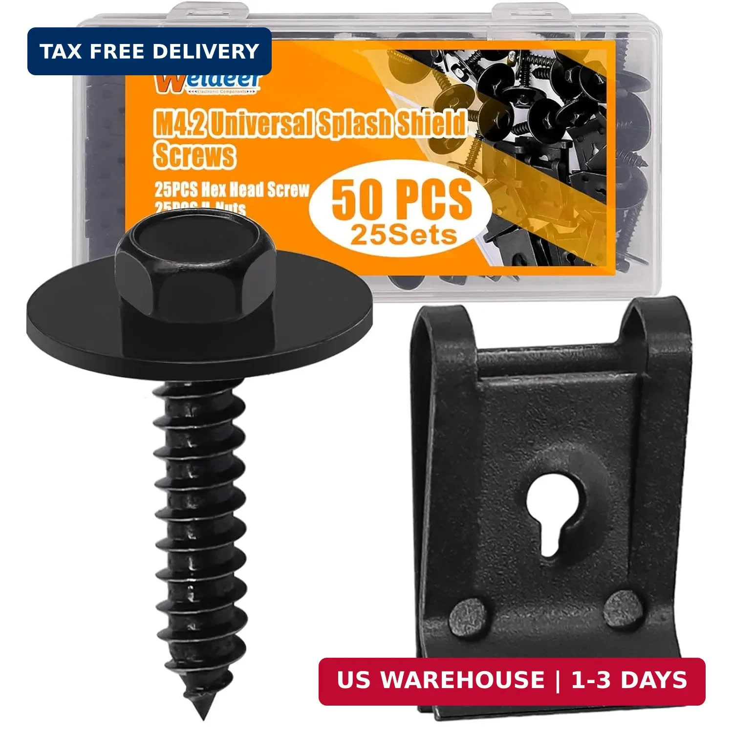 weideer 50PCS M4.2 Universal Fender Liner Screw U Nut Kit,Engine Splash Shield H