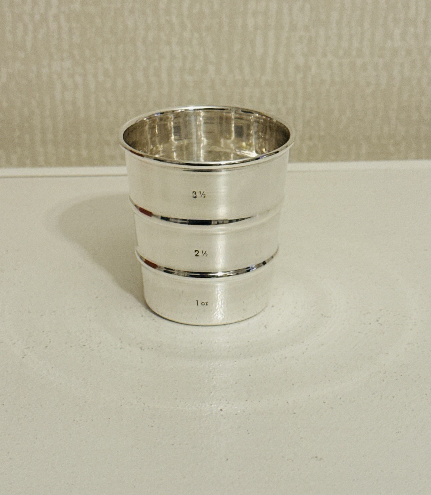 Contemporary Silverplate Measuring Cup In Original Box By Sandra Jordan , NY